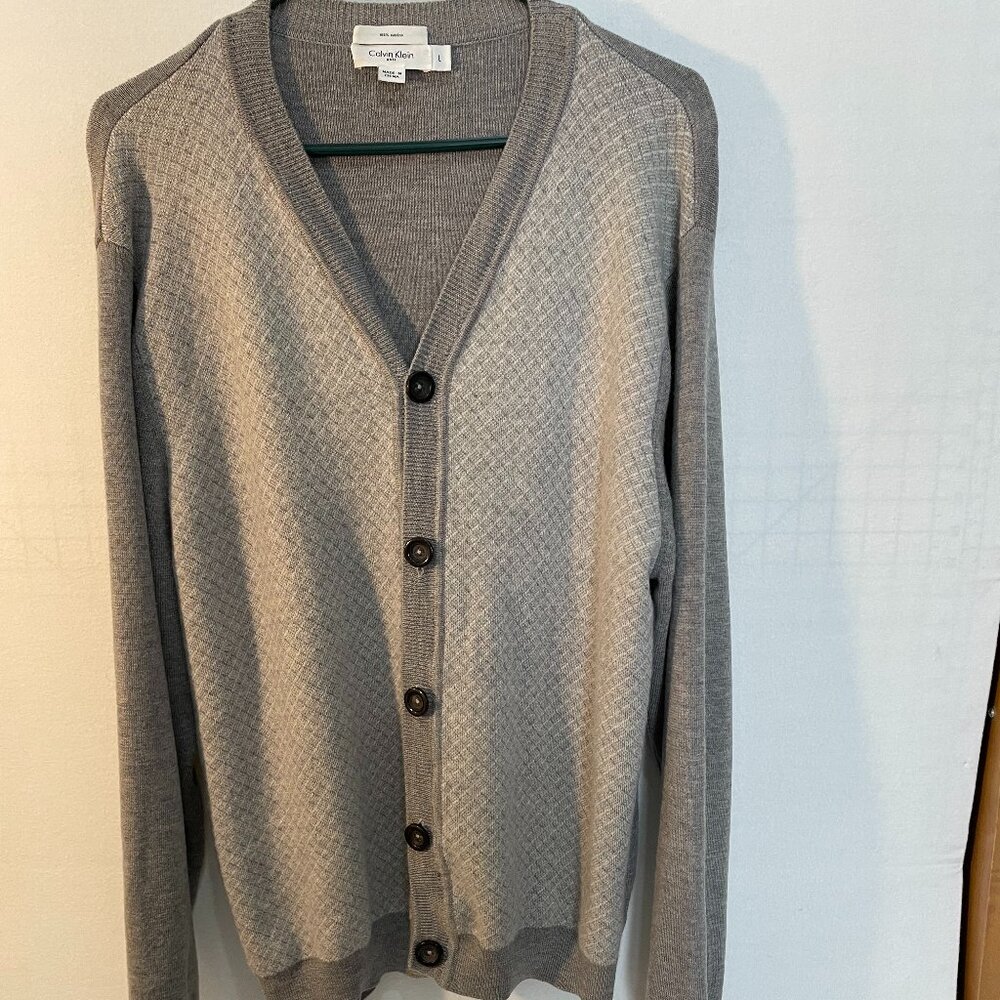 Vintage Calvin Klein Golf men's cardigan 100% Marino wool Sweater Size L